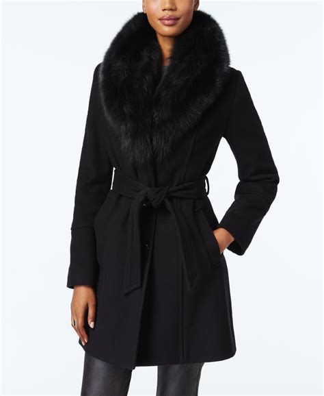 michael kors black coat with fur collar|Michael Kors discount coats.